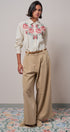 Cross-Stitch Floral Embroidered Button-Down Blouse - Women's Tops | Urban Daizy