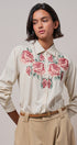 Cross-Stitch Floral Embroidered Button-Down Blouse - Women's Tops | Urban Daizy