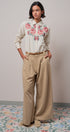 Cross-Stitch Floral Embroidered Button-Down Blouse - Women's Tops | Urban Daizy