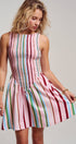 Urban Daizy Sorbet Stripe Smocked Bodice Sleeveless Mini Dress Muiti Dress - Women's (UDDR0349-Muiti) – alternate view 4
