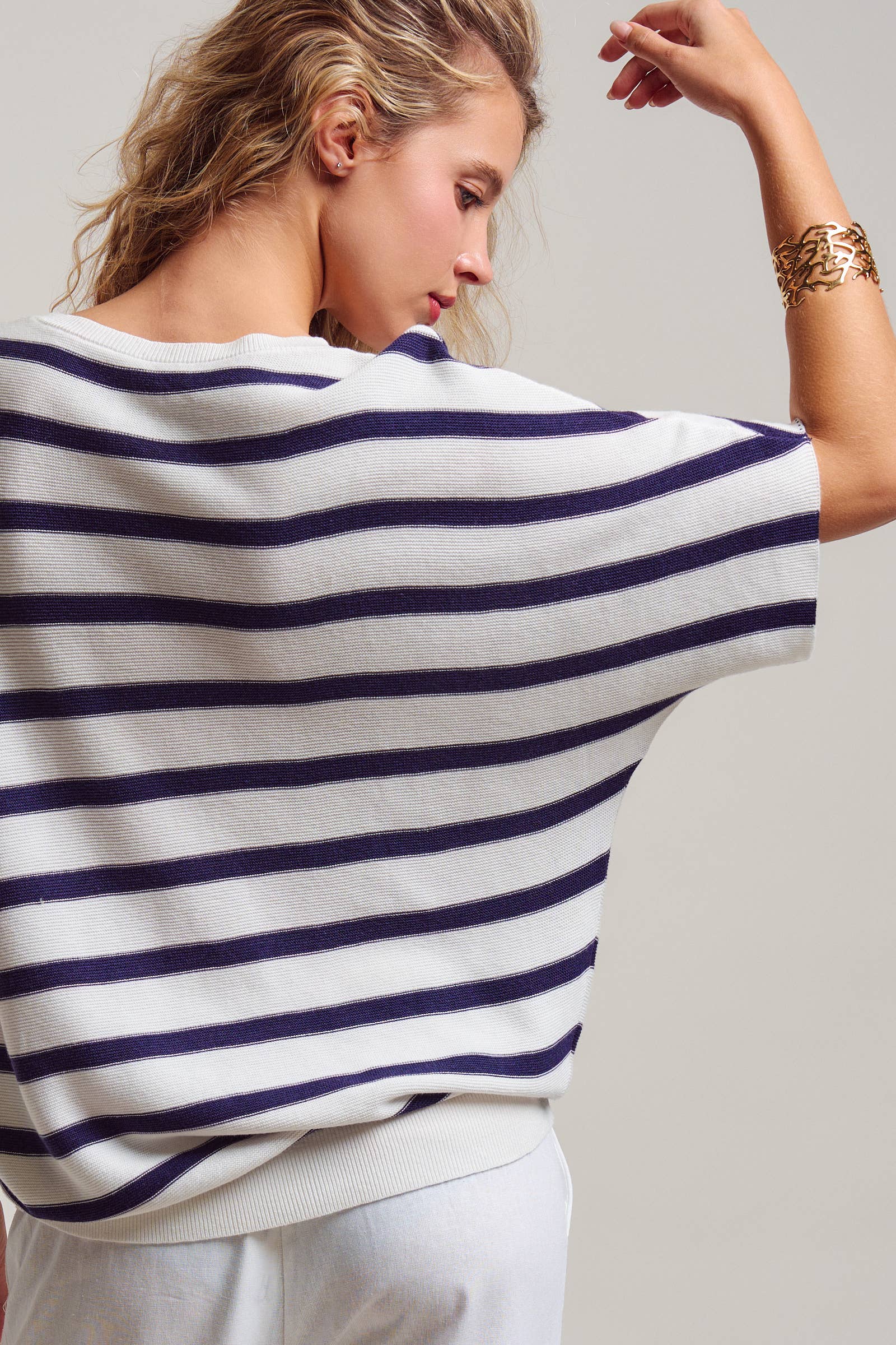 Relaxed Dolman Sleeve Knit Sweater Top