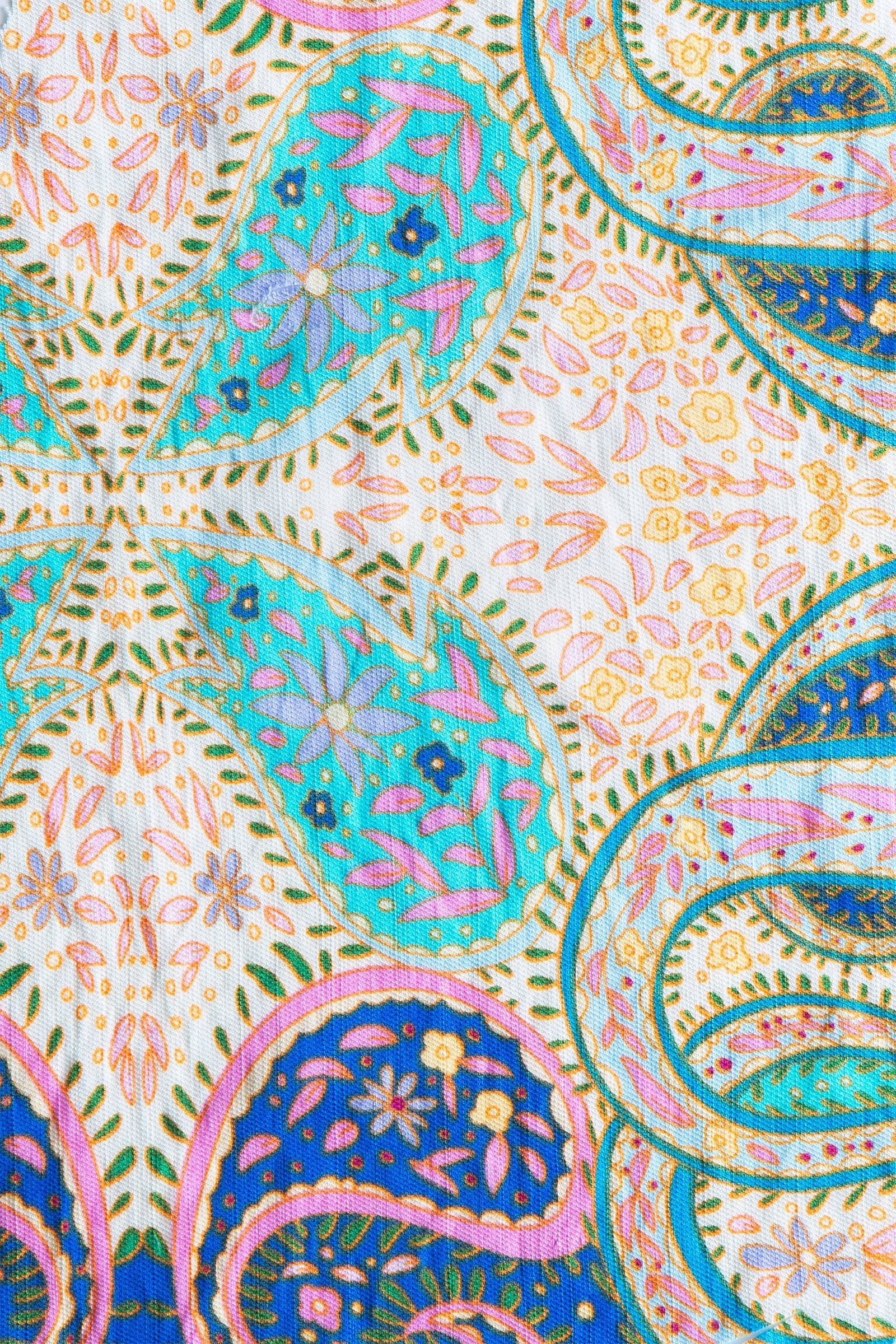 Paisley Print Tie-Neck Blouse with Bell Sleeves