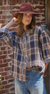 Oversized Plaid Cotton Button-Down Shirt in NAVY - Women's Shirts & Blouses | Urban Daizy