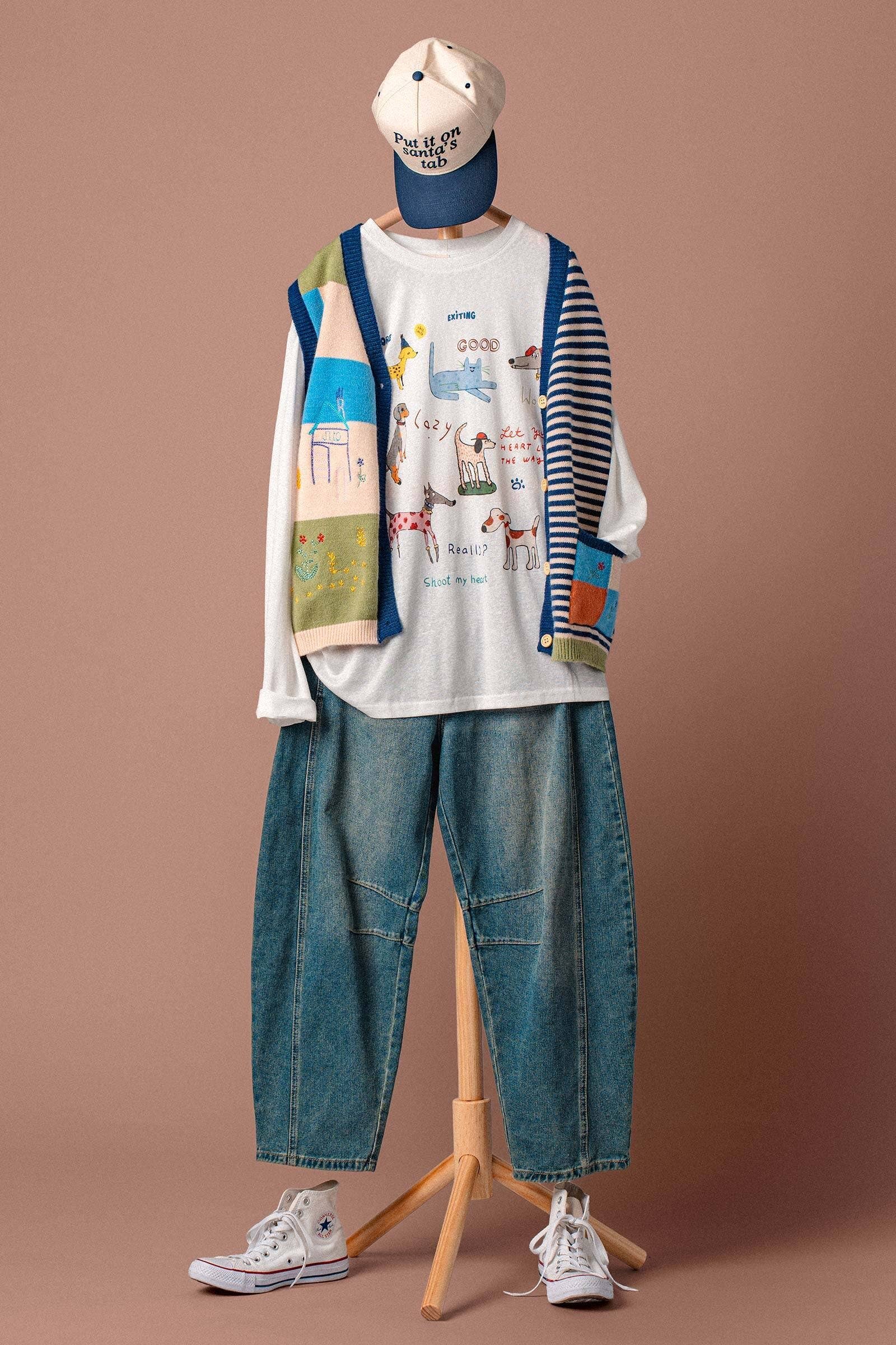 Embroidered Patchwork Striped Knit Vest