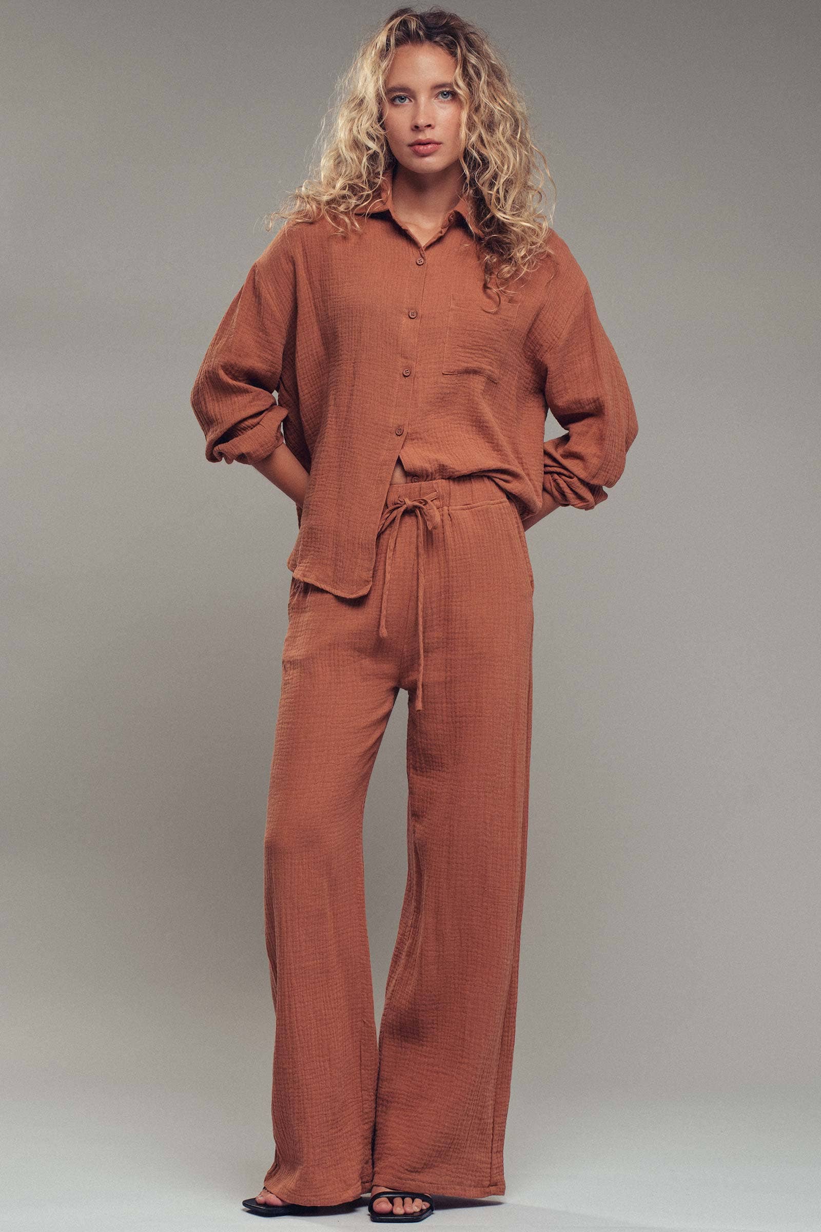 Textured Cotton Gauze Lounge Set