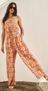 Urban Daizy Geometric Print Halter Belted Wide Leg Jumpsuit Blush Jumpsuit - Women's (TNJU0181-Blush) – alternate view 8