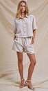 Urban Daizy Striped Scalloped Trim Drawstring Shorts Cream Shorts - Women's (UDZ-PT-00501-Cream) – alternate view 9
