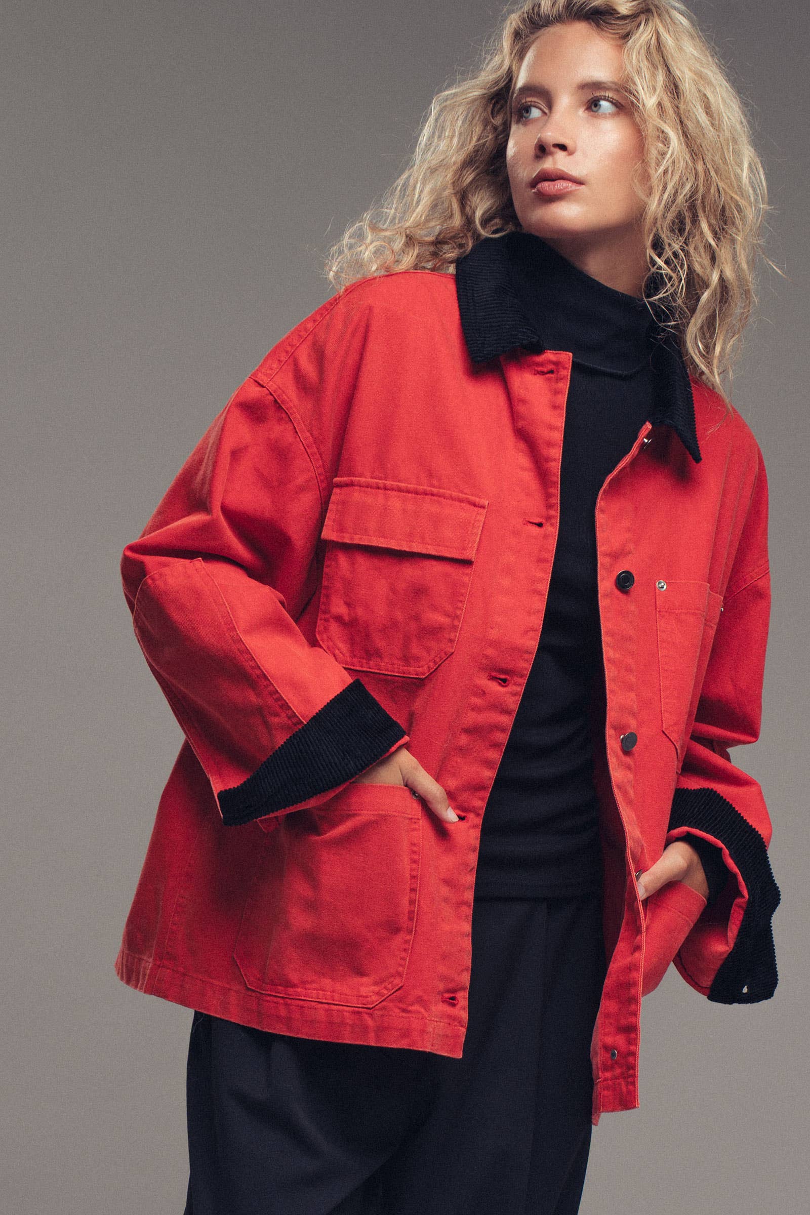 Urban Daizy Utility Contrast Collar Workwear Jacket Camel Jacket - Women's (UDZ-TP-00811) – alternate view 14