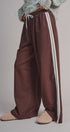 Side Stripe Drawstring Wide-Leg Pants in BROWN - Women's Casual Pants | Urban Daizy
