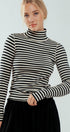 Classic Striped Long Sleeve Turtleneck Top in BLACK - Women's T-Shirts & Polos | Urban Daizy