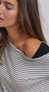 Urban Daizy Asymmetrical Striped One-Shoulder Top Ivory-Black Knit Top - Women's (UDZ-TP-01085-Ivory-Black) – alternate view 13