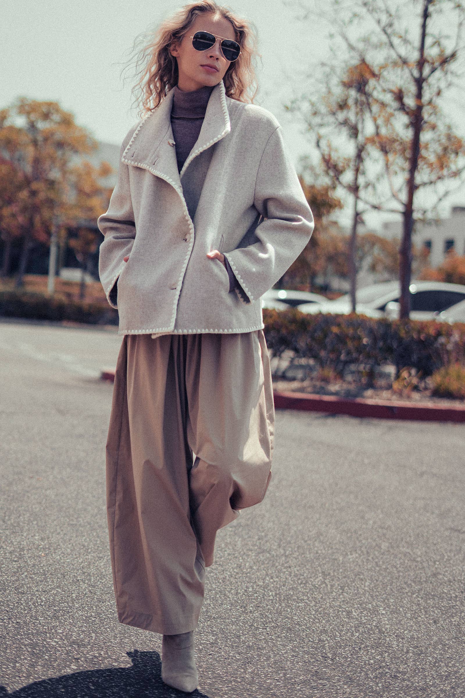 Embroidered Trim Wool-Blend Jacket