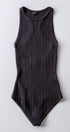 Urban Daizy Ribbed Knit Racerback Sleeveless Classic Spring Bodysuit Black Bodysuit - Women's (UDZ-AC-00039)