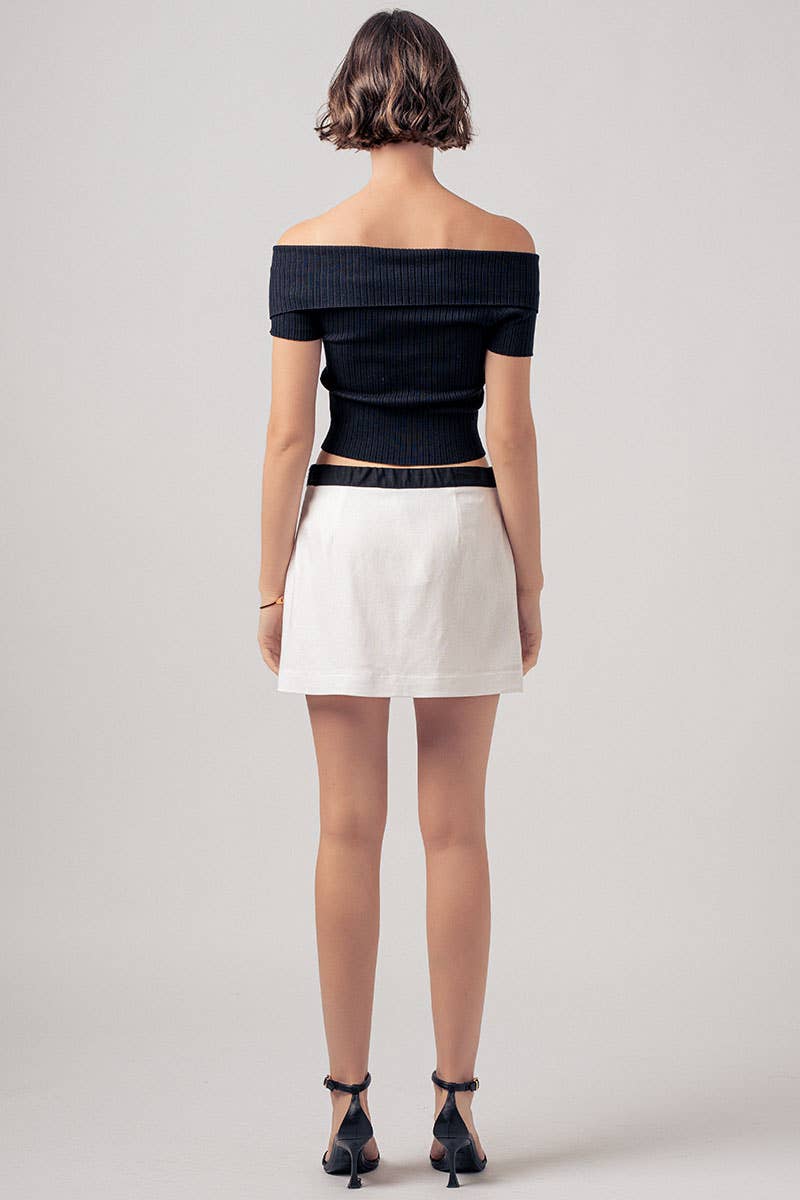 Urban Daizy Asymmetric Waistband Contrast Mini Skirt Black Skirt - Women's (UDZ-SK-00126) – alternate view 10