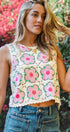 Urban Daizy Floral Crochet Tank Top Ivory-Pink Tank Top - Women's (UDZ-TP-01037) – alternate view 4