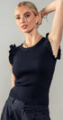 Urban Daizy Flutter Sleeve Ribbed Crew Neck Ruffle Tank Top Black Tank Top - Women's (UDZ-TP-00586) – alternate view 25