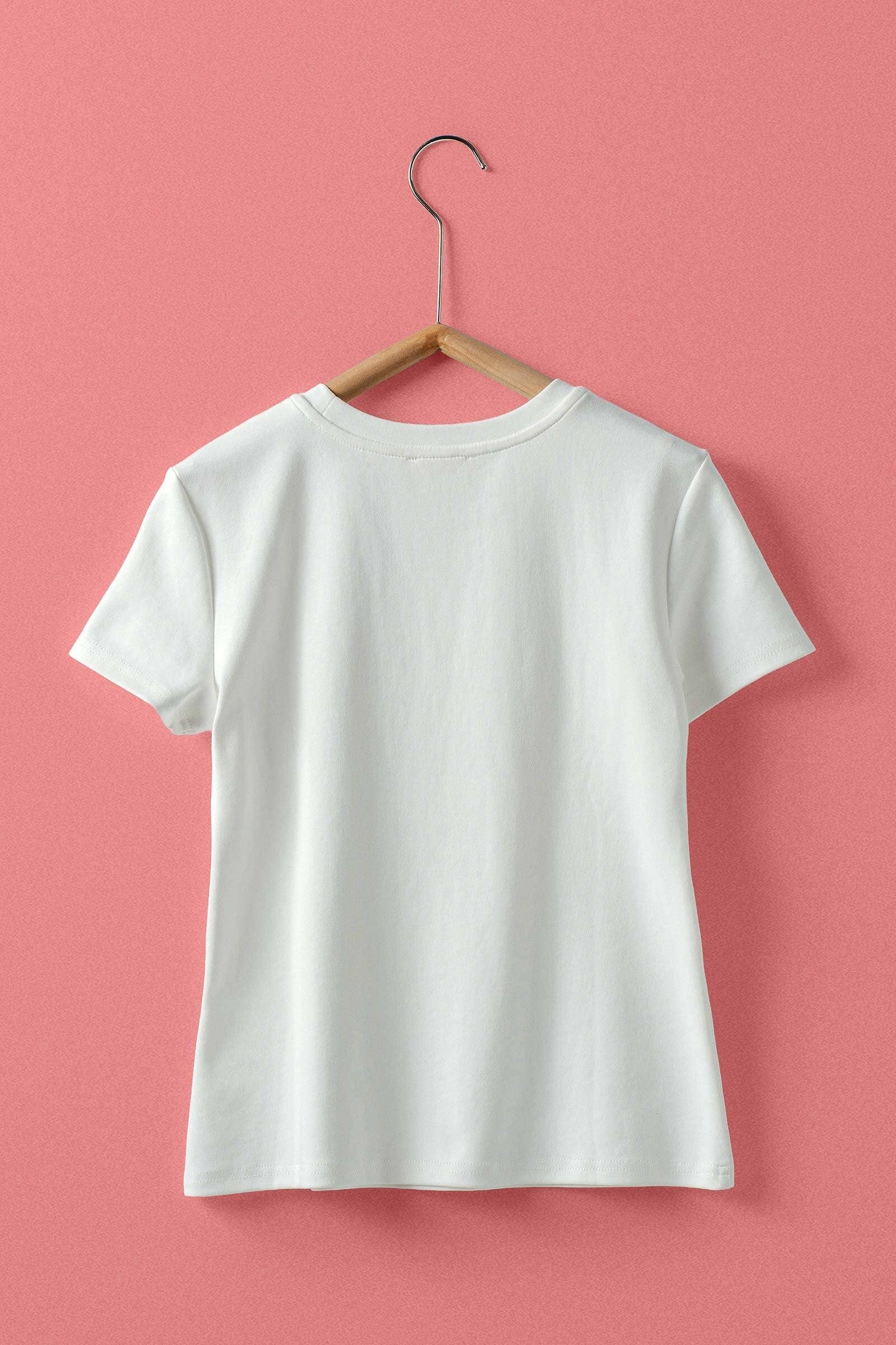 Lace Heart Patch Short Sleeve Cotton Tee