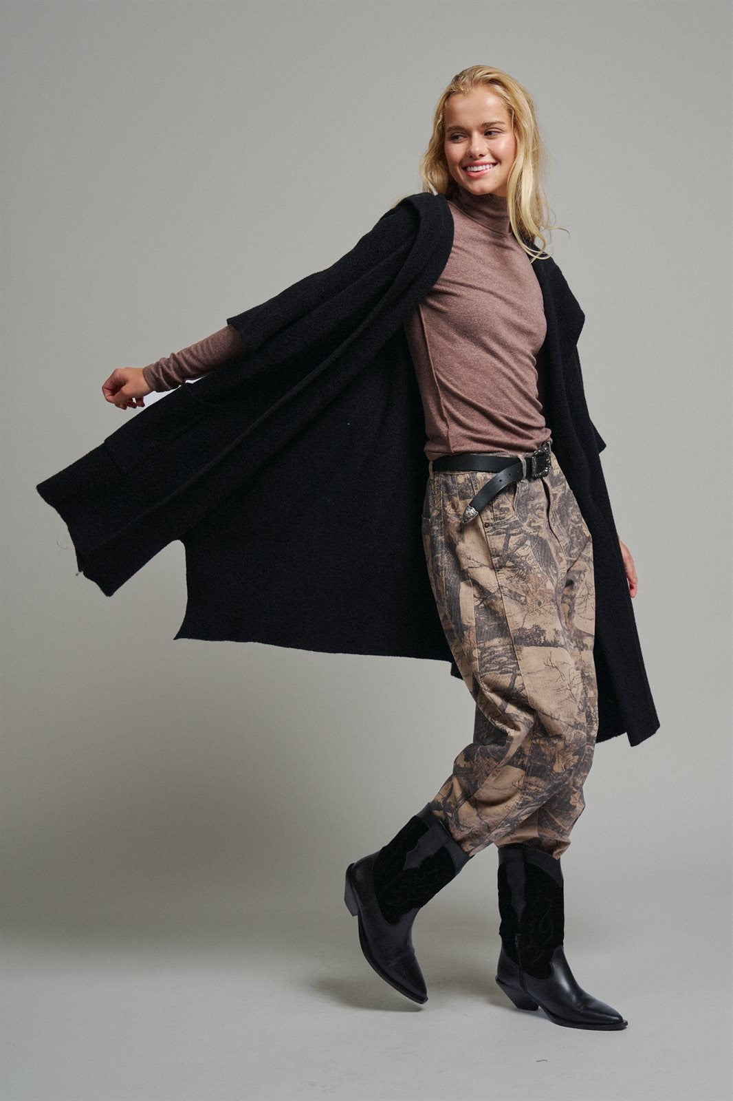 Oversized Wide Collar Open Front Poncho Cardigan in BLACK - Women's Cardigans & Shrugs | Urban Daizy