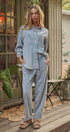 Urban Daizy Oversized Acid Wash Cotton Button Down Shirt Lt-Blue Button Down Shirt - Women's (TNTP4021-Lt-Blue) – alternate view 3