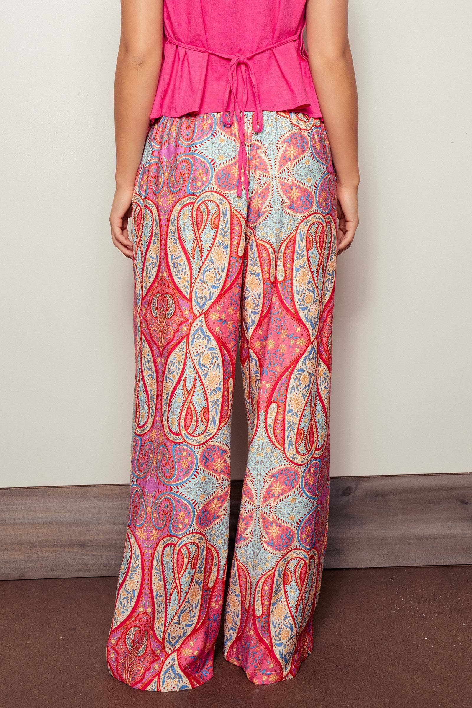 Paisley Print Wide-Leg Statement Pants
