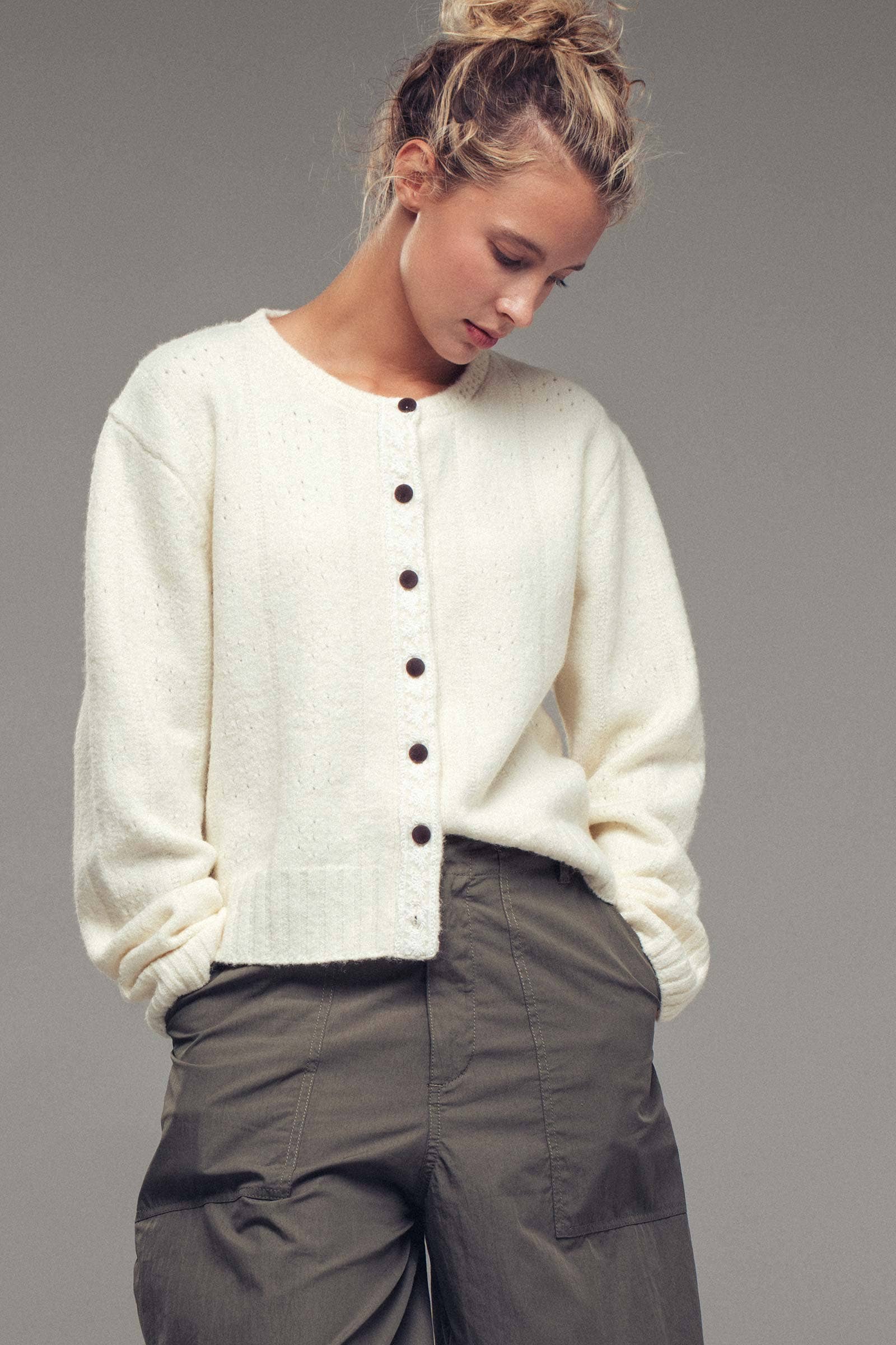 Urban Daizy Lace Trim Wool Blend Cardigan Pastel-Blue Cardigan - Women's (UDZ-KN-00652) – alternate view 10
