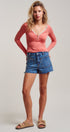 Pretty Little Lace Trim Henley in CORAL - Women's T-Shirts & Polos | Urban Daizy