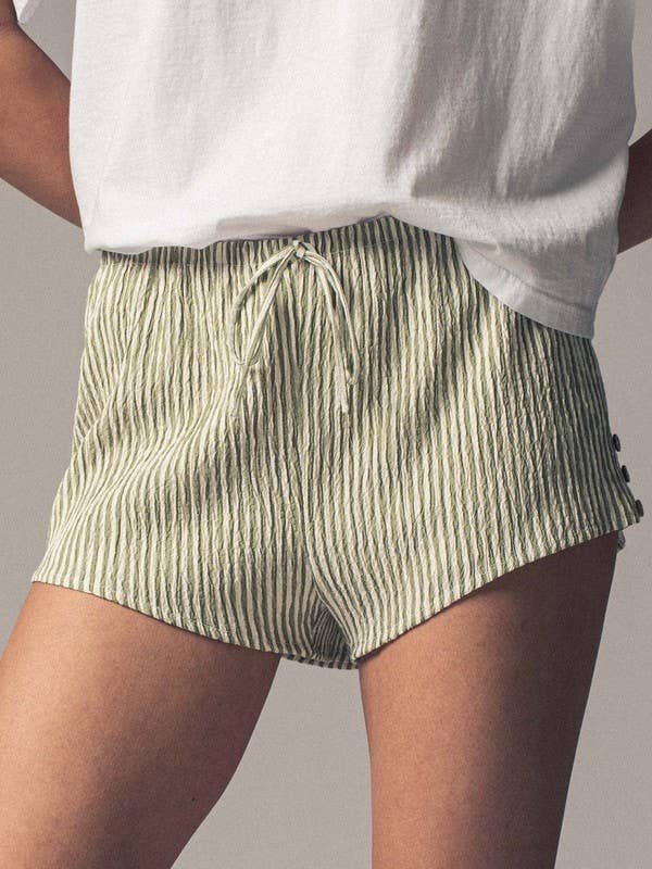 Urban Daizy Crinkle Stripe Shorts Lemon Shorts - Women's (UDZ-PT-00471) – alternate view 7