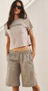 Urban Daizy Classic Check Print Elastic Bermuda Shorts Cream Shorts - Women's (UDPT0174-Cream) – alternate view 5