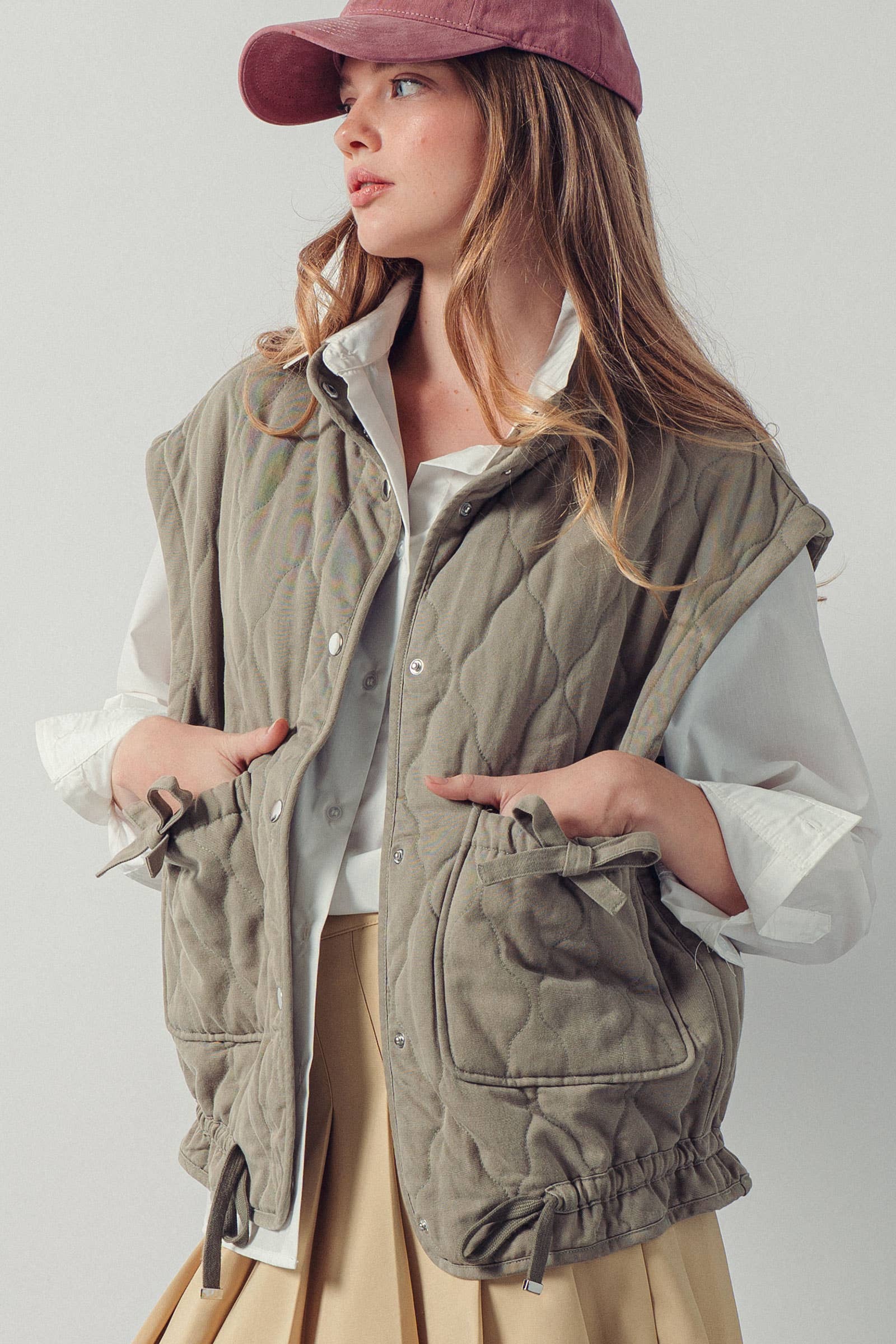 Vintage Washed Quilted Padded Vest