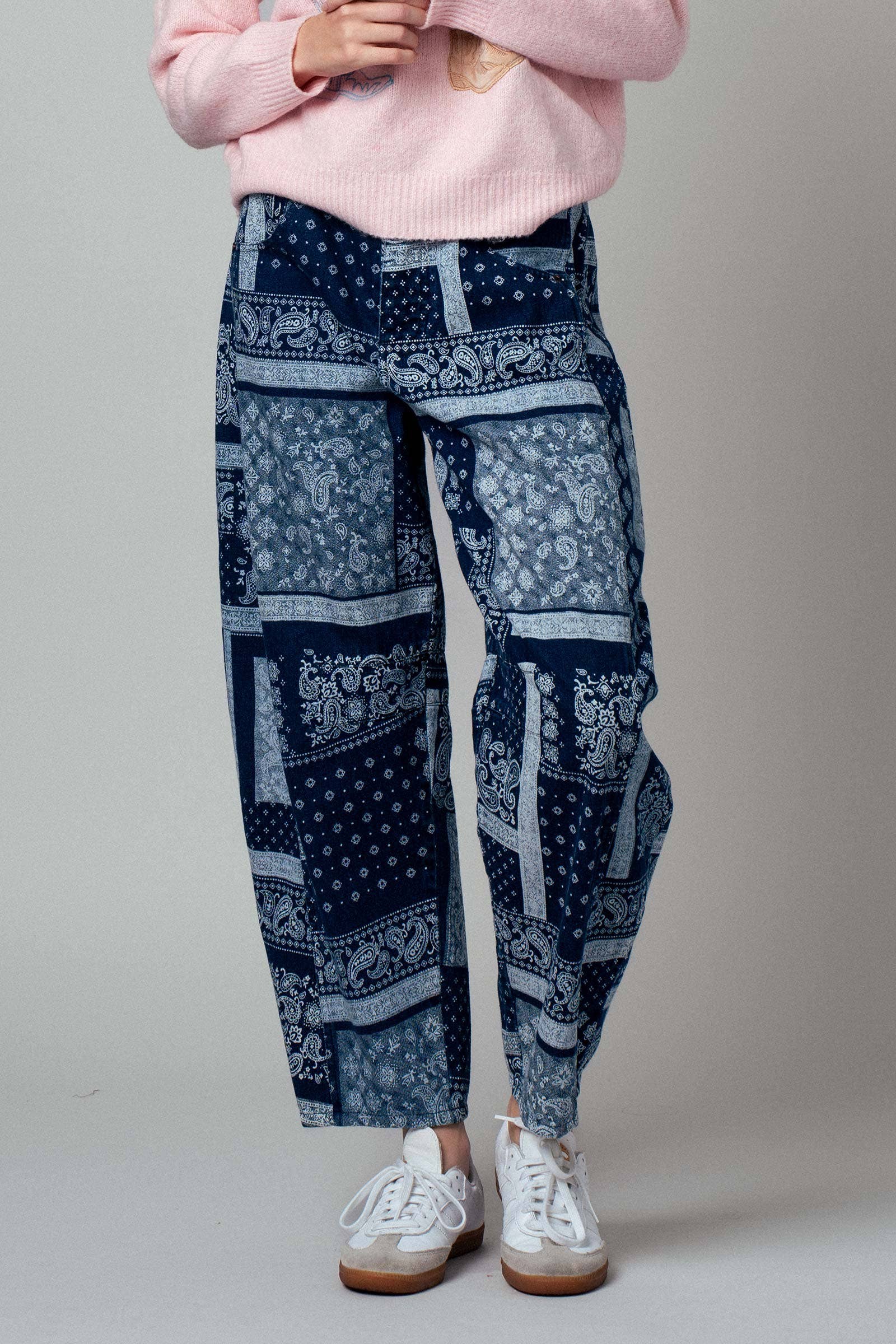 Urban Daizy Paisley Bandana Print Relaxed Fit Jeans Blue Jeans - Women's (UDPT0139) – alternate view 9