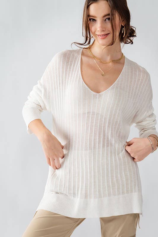 Urban Daizy Ribbed V-Neck Striped Tunic Top Black Tunic - Women's (UDZ-TP-00045) – alternate view 9
