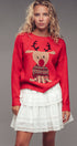 Urban Daizy Rudolph Reindeer Knit Crewneck Sweater Grey Knit Sweater - Women's (UDZ-KN-00538) – alternate view 16