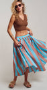 Urban Daizy Retro Chevron Stripe Elastic Waist Maxi Skirt Blue-Brown Skirt - Women's (UDSK0106-Blue-Brown) – alternate view 8