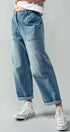 Urban Daizy Engineered Leg Wide Leg Denim Jeans Denim-Blue Lounge Sweatpants/Joggers - Women's (TNDN0284-Denim-Blue) ��� alternate 