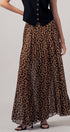 Urban Daizy Sophisticated Leopard Print Pleated Flowy A Line Midi Skirt Leopard Skirt - Women's (UDZ-SK-00074)
