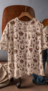 Rodeo Charm Print Oversized Tee in LT KHAKI - Women's Graphic T-shirts | Urban Daizy
