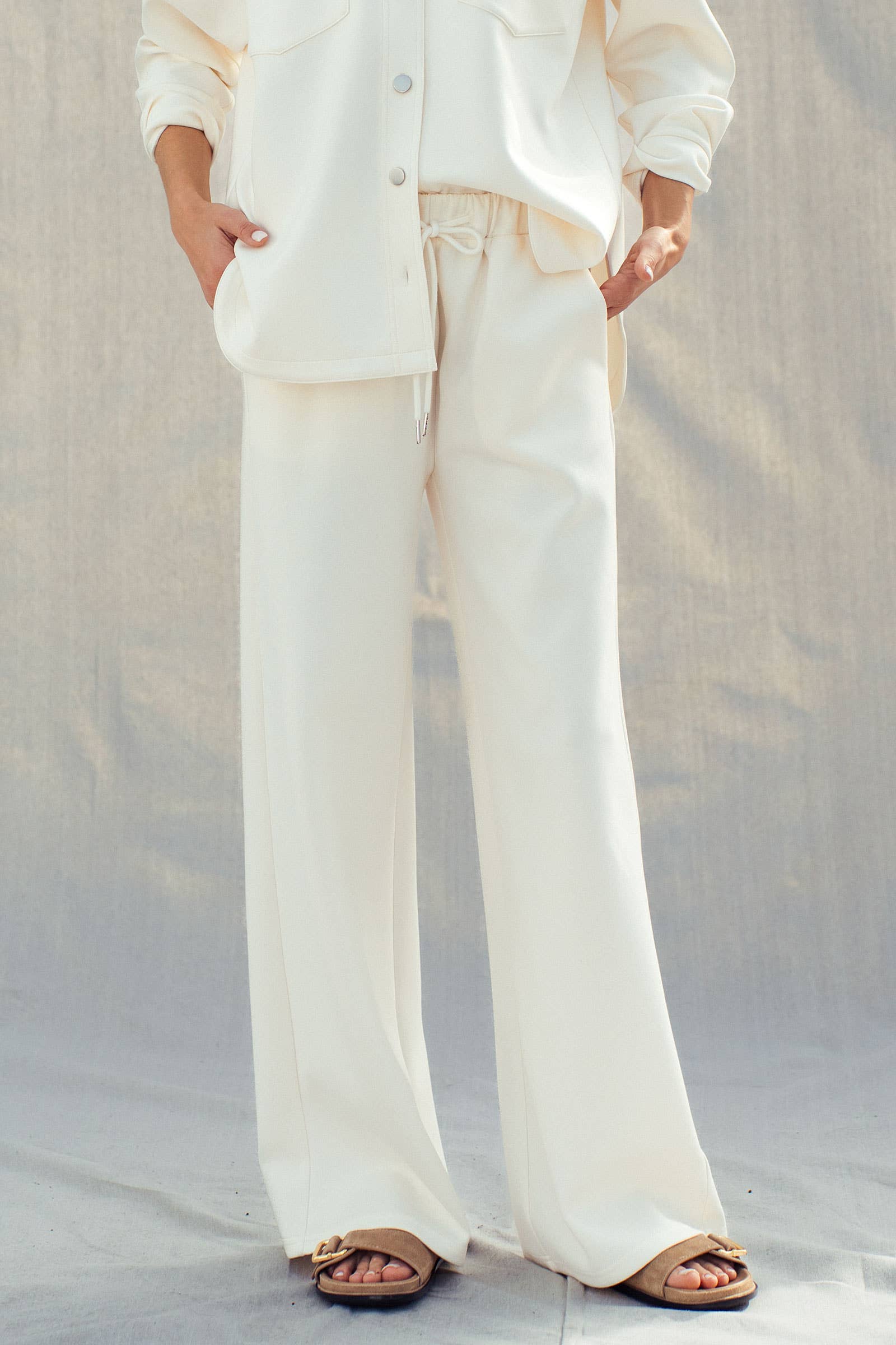 Urban Daizy Cotton Blend Wide Leg Drawstring Lounge Pants Sage Lounge Sweatpants/Joggers - Women's (UDZ-PT-00484) – alternate view 9