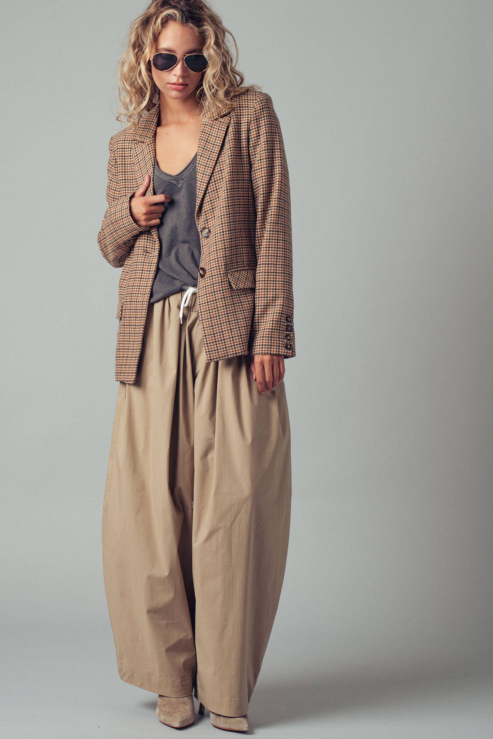 Urban Daizy Houndstooth Blazer Brown Blazer - Women's (UDZ-OT-00087) – alternate view 7