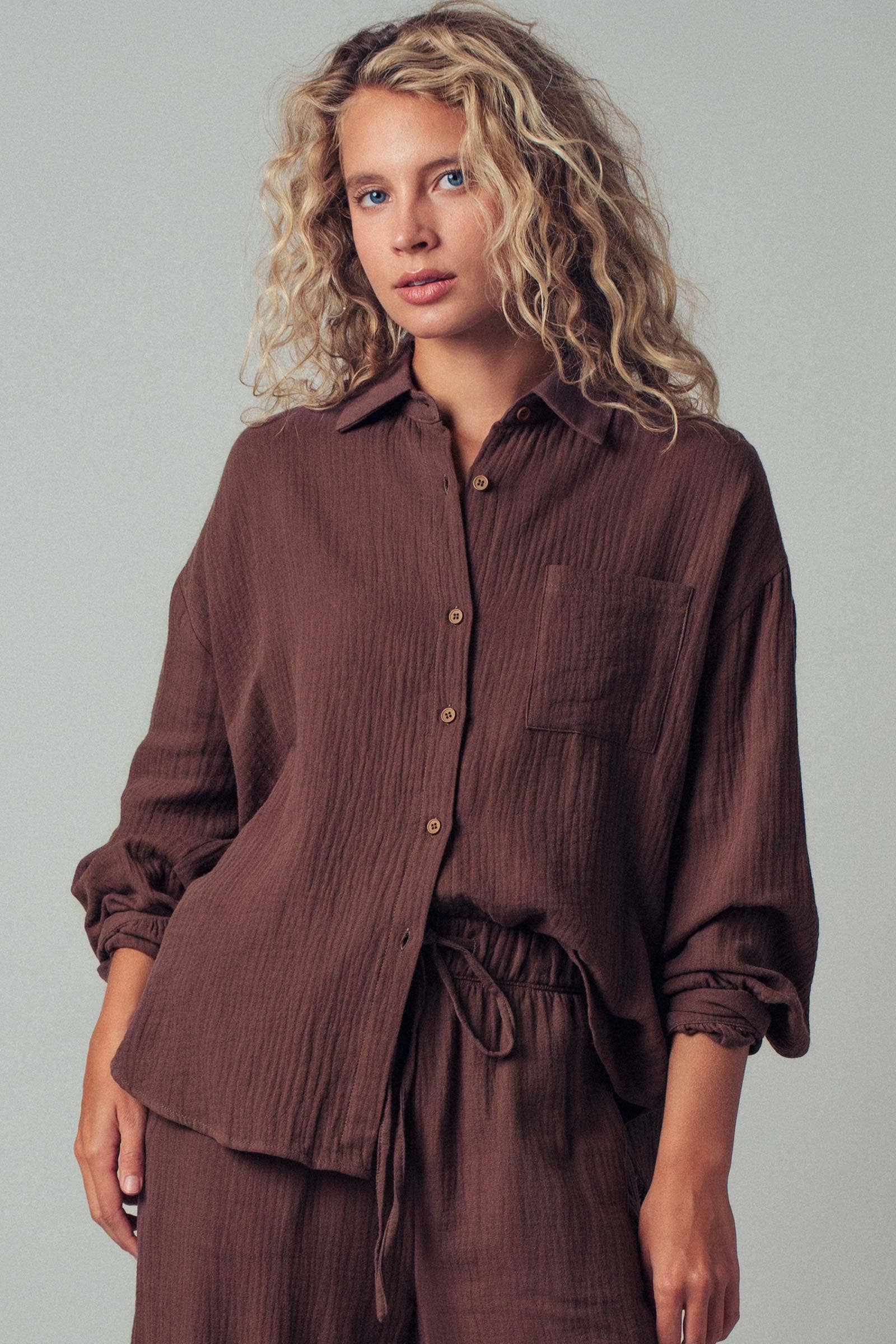 Textured Cotton Gauze Lounge Set