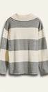Striped Knit Rugby Polo Sweater in IVORY GREY - Women's Sweaters | Urban Daizy
