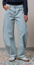 Light Wash Curved Barrel Leg Wide Jeans in LT BLUE - Women's Casual Pants | Urban Daizy