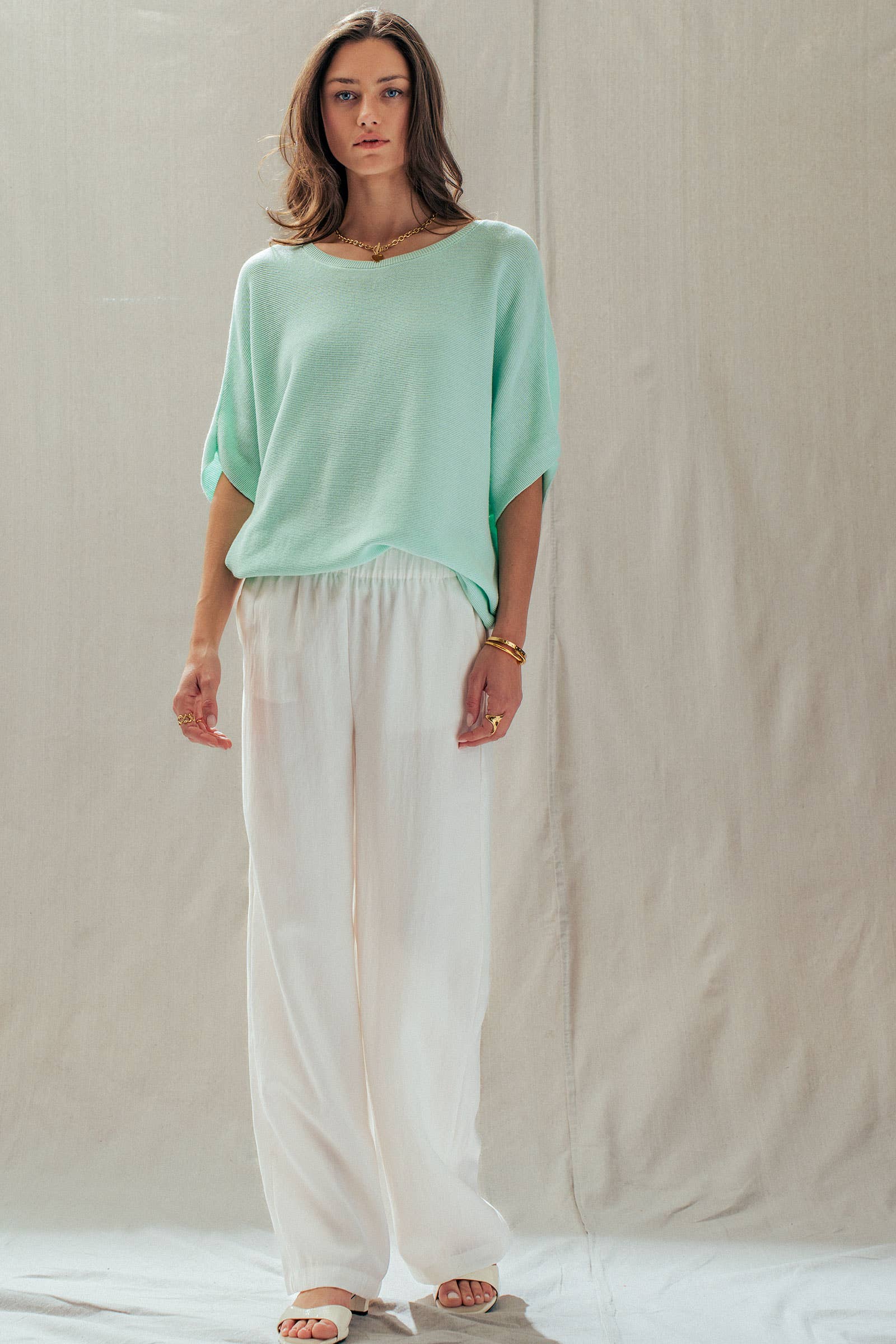 Relaxed Dolman Sleeve Knit Sweater Top
