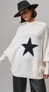 Star Intarsia Mock Neck Sweater in IVORY - Women's Sweaters | Urban Daizy