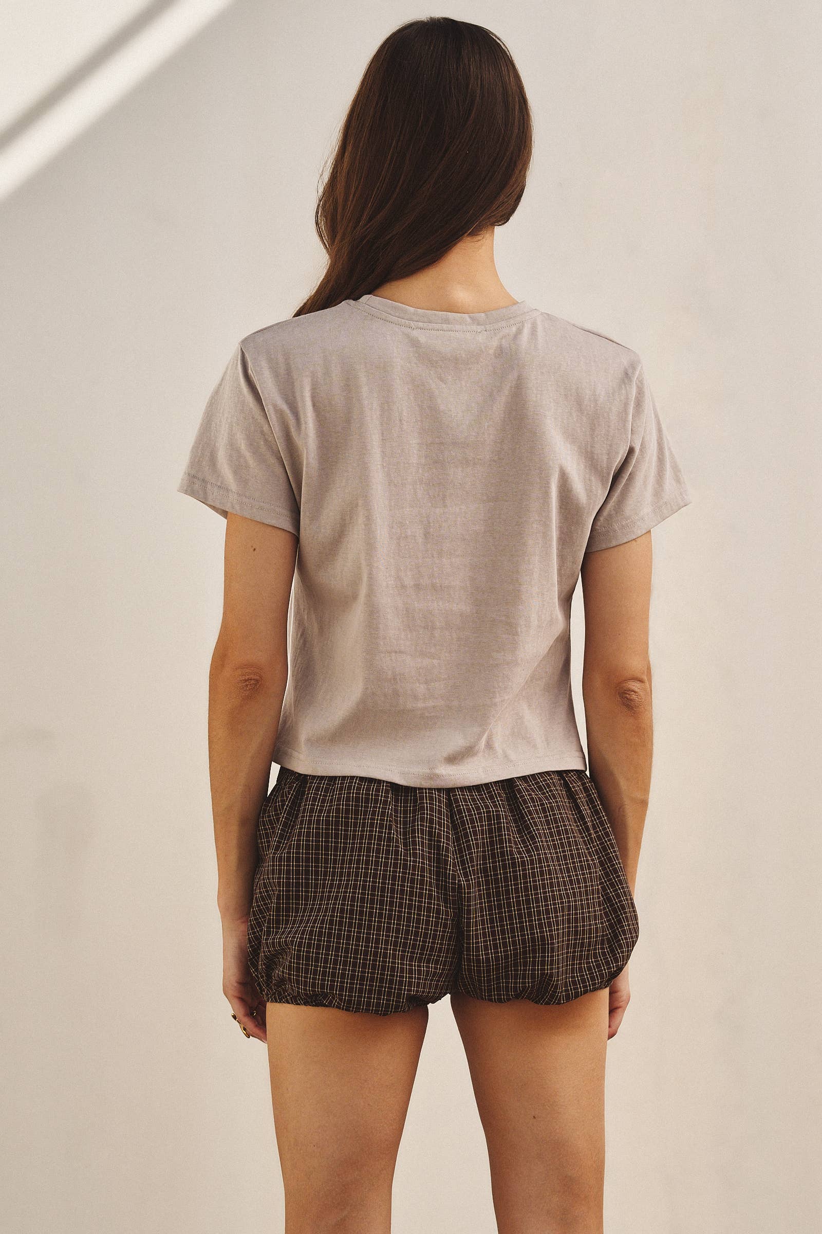 Urban Daizy Retro Plaid Button-Front Bloomer Shorts Brown Shorts - Women's (UDPT0176-Brown) – alternate view 4
