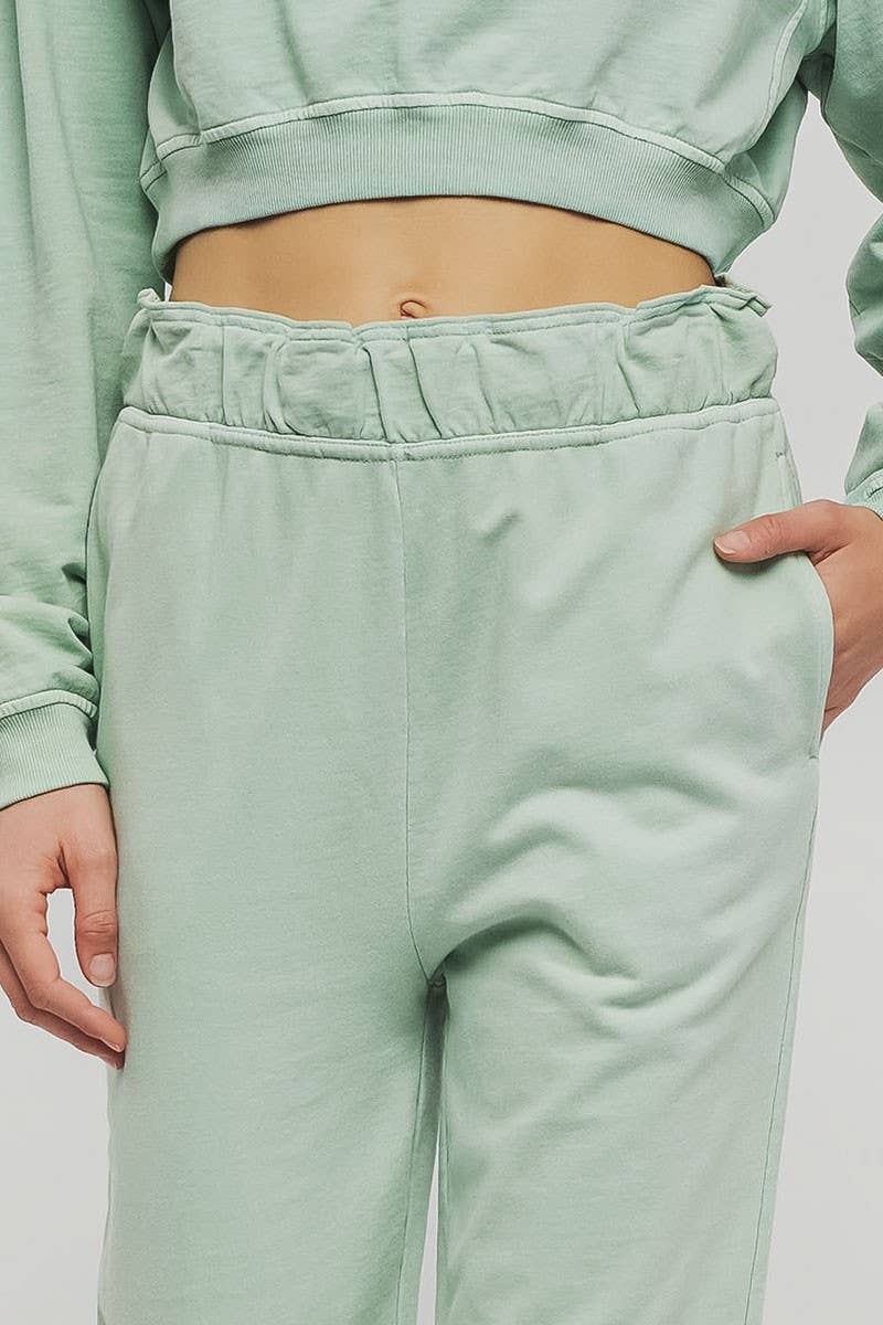 Urban Daizy Mineral Wash Wide Leg Elastic Waist Casual Sweatpants Cream Lounge Sweatpants Joggers - Women's…