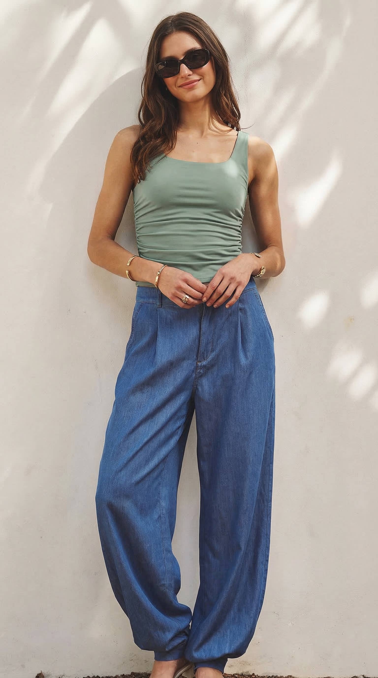 Side-Ruched Stretch Tank Top