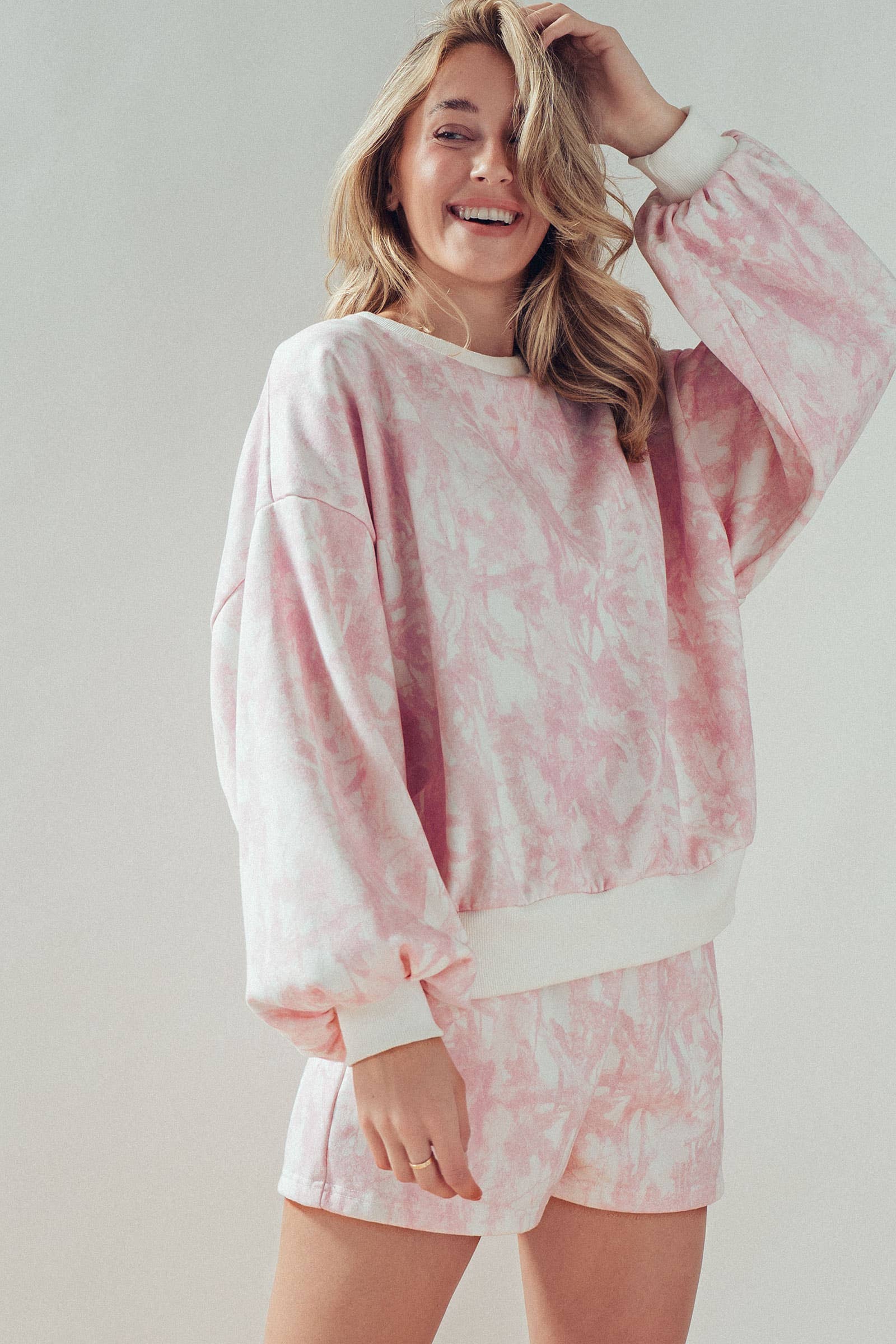 Relaxed Leaf Print Lounge Sweatshirt Set