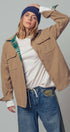 Urban Daizy Plaid Flannel-Lined Corduroy Shacket Taupe Shirt Jacket/Shacket - Women's (UDZ-KN-00150) – alternate view 10
