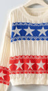 Urban Daizy Patriotic Star & Stripe Open Knit Sweater Ivory Knit Sweater - Women's (UDZ-KN-01052) – alternate view 3