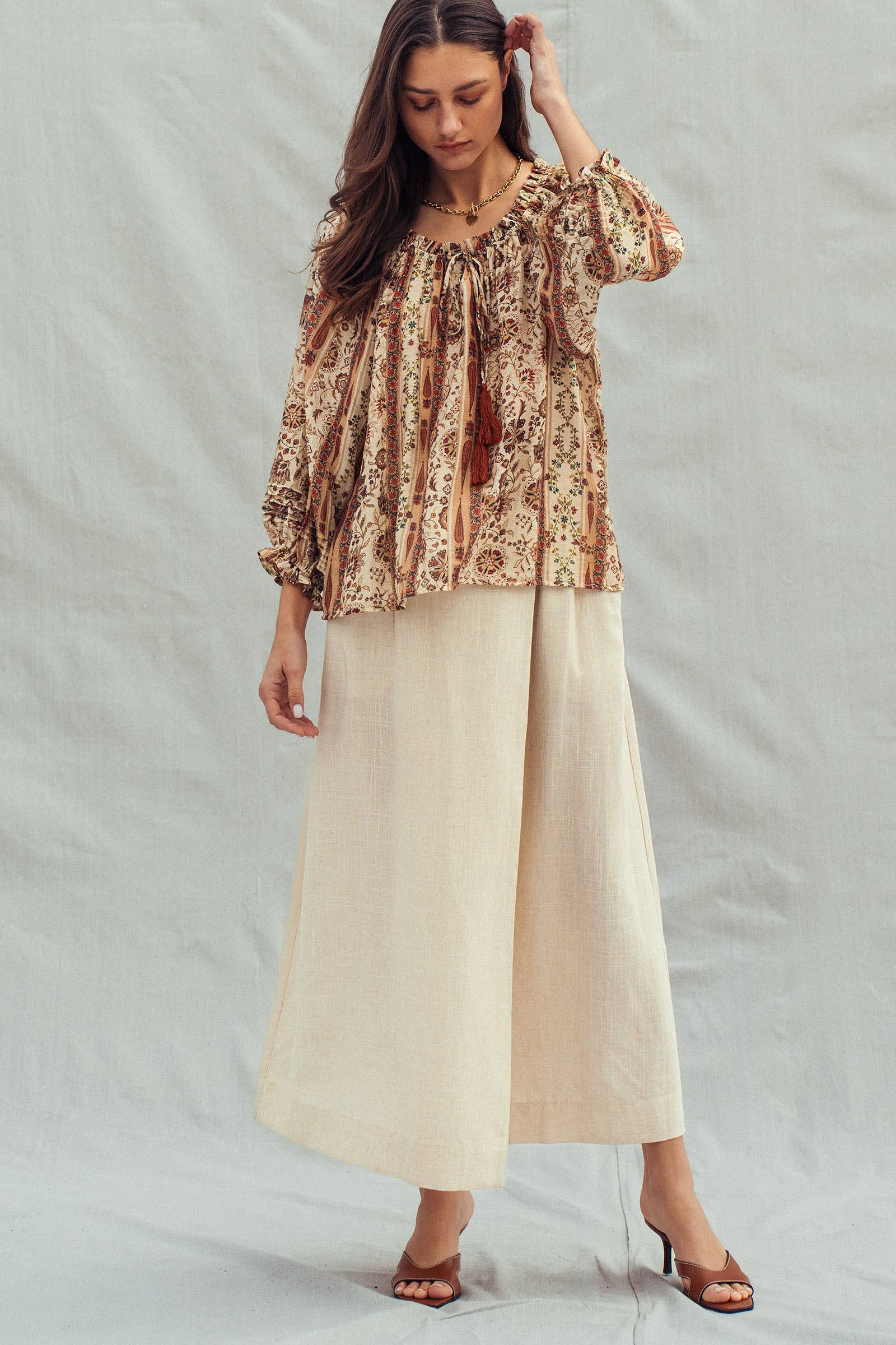 Bohemian Button Front Wrap Around Elastic Waist Maxi Skirt